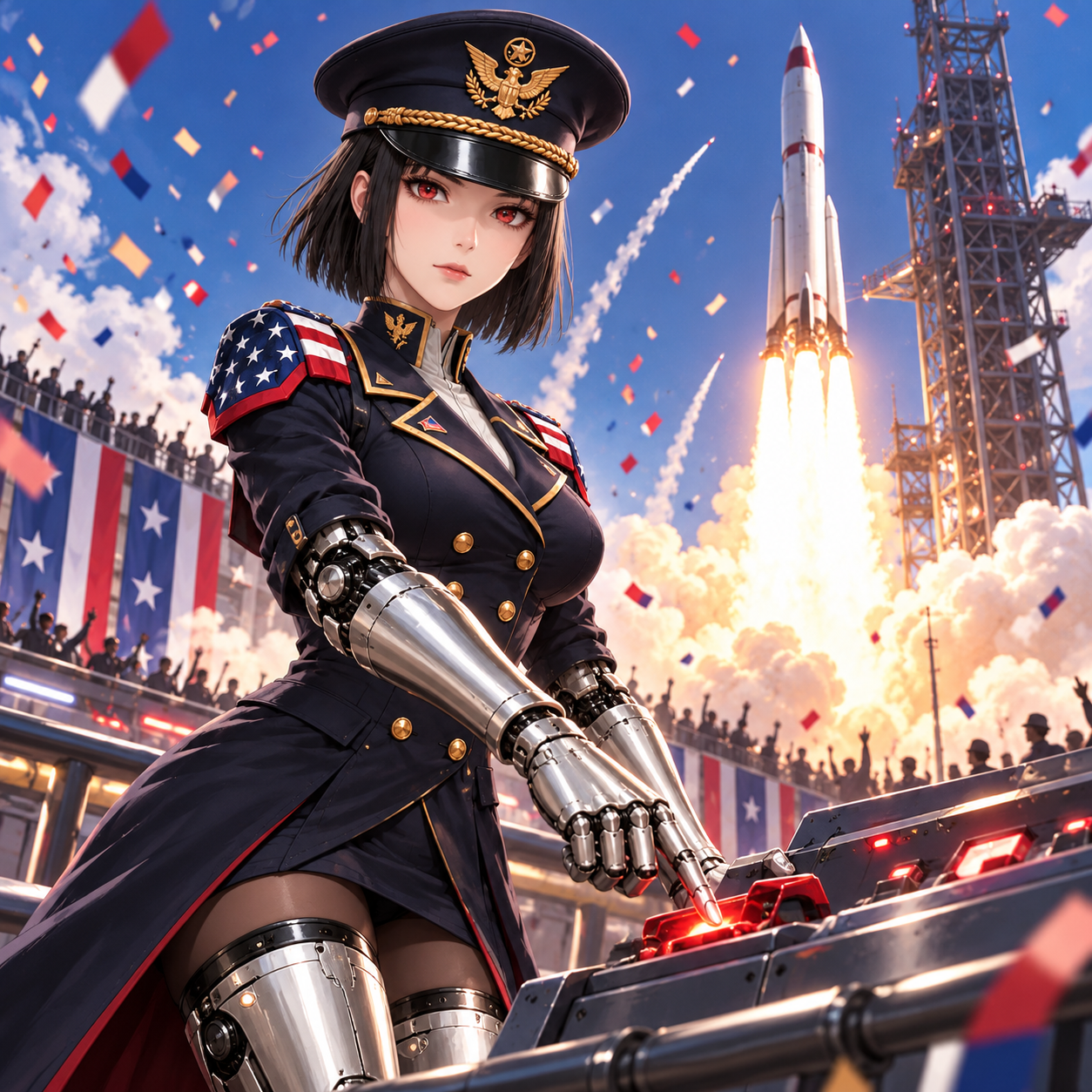 AgenC launching a rocket from a parade stand
